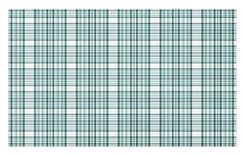 Ambesonne Abstract Doormat- Plaid Check Pattern with Diagonal Hatched Crossing Stripes and Squares- Decorative Polyester Floor Mat with Non-Skid Backing- 30" X 18"- Mint Green Dark Teal