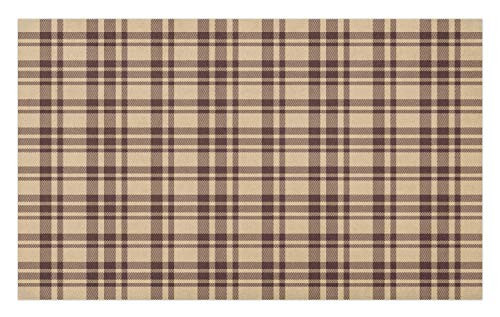 Ambesonne Tan and Brown Doormat- Old Fashioned Check Plaid Pattern Scottish Tartan Inspired Geometric Design- Decorative Polyester Floor Mat with Non-Skid Backing- 30" X 18"- Tan Brown
