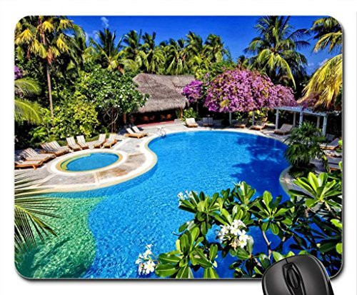 Lovely view to the tropical pool Mouse Pad- Mousepad