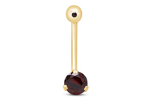 AFFY Round Shape Simulated Garnet Internally Threaded Belly Button Navel Ring in 14K Yellow Gold Over Sterling Silver AFFY Round Shape Simulated Garnet Internally Threaded Belly Button Navel Ring in 14K Yellow Gold Over Sterling Silver