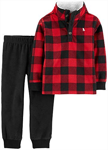 Carter's Boys' 2-Piece Pullover Top  and  Jogger Set -2T- Buffalo Check/Black-
