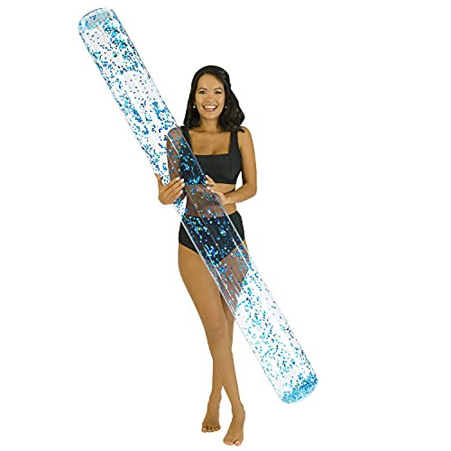 PoolCandy Aqua Glitter Super Noodle - 72" Long Glitterfied Inflatable Float for Beach and Swimming Pool