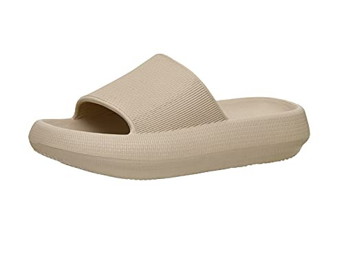 Cushionaire Women's Feather recovery cloud slide sandal with  Plus Comfort- Khaki 8