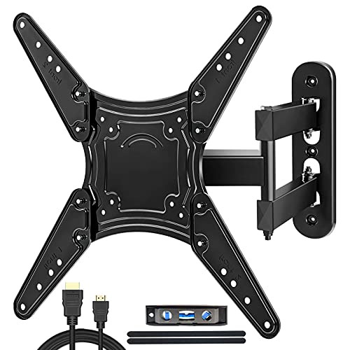 TV Wall Mount Swivel and Tilt Bracket Articulating Arms- JUSTSTONE Full Motion TV Mounts Wall Mounting Compatible with 28-55 TV- Hole Vesa max 400x400mm Fits LED- LCD-4K Flat Screen TVs Up to 66lbs
