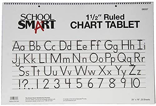 School Smart-85337 Chart Tablet- 24 x 16 Inches- 1-1/2 Inch Skip Line- 25 Sheets - White -1-Pack-