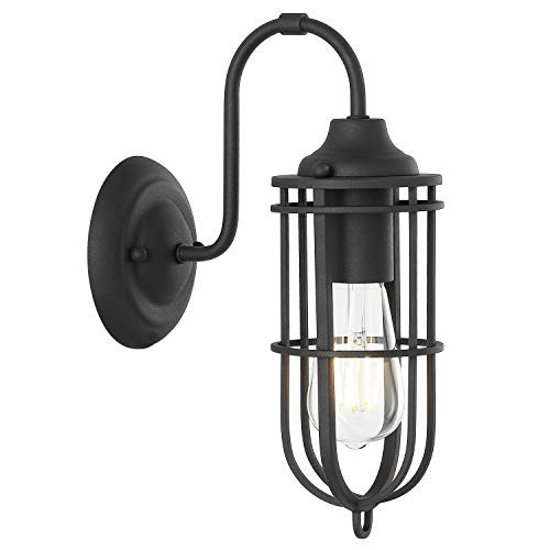 WINGBO Industrial Wire Cage Wall Sconce 1-Light- Plug-in or Hardwired Vintage Wall Light- Farmhouse E26 Base Vintage Edison Lighting Fixture for Headboard Bedroom Nightstand Porch Bathroom- Black WINGBO Industrial Wire Cage Wall Sconce 1-Light- Plug-in or Hardwired Vintage Wall Light- Farmhouse E26 Base Vintage Edison Lighting Fixture for Headboard Bedroom Nightstand Porch Bathroom- Black