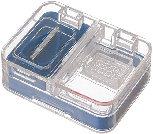 Pill Cutter and Splitter- Sharp Pill Splitter Cleanly Split Tablets into Half- Grind Vitamin Tablets Pills to Fine Powder- with Pills Storage Box with Four grids -Blue-