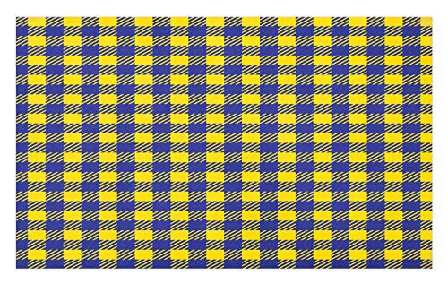 Lunarable Yellow Buffalo Check Doormat- Vintage Art Vichy Cage Image with Repetitive Style Squares- Decorative Polyester Floor Mat with Non-Skid Backing- 30" X 18"- Yellow Dark Lavender