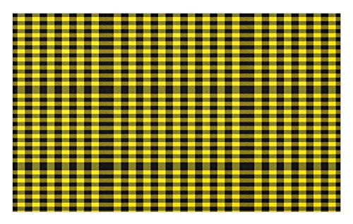 Lunarable Yellow Buffalo Check Doormat- Vintage Style Lumberjack Pattern Illustration Art Print Design- Decorative Polyester Floor Mat with Non-Skid Backing- 30" X 18"- Black and Yellow