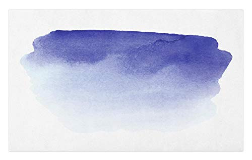 Lunarable Ombre Doormat- Watercolor Inspired Artwork Splattered Paint Stain on Plain Background- Decorative Polyester Floor Mat with Non-Skid Backing- 30" X 18"- Violet Blue and White