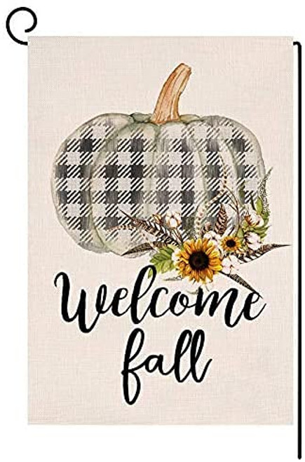 LEEKOTECH Fall Thanksgiving Pumpkin Garden Flag 12.5x18 Vertical Double Sided Buffalo Check Farmhouse Autumn Outdoor Decoration Burlap Small Yard Flag LEEKOTECH Fall Thanksgiving Pumpkin Garden Flag 12.5x18 Vertical Double Sided Buffalo Check Farmhouse Autumn Outdoor Decoration Burlap Small Yard Flag