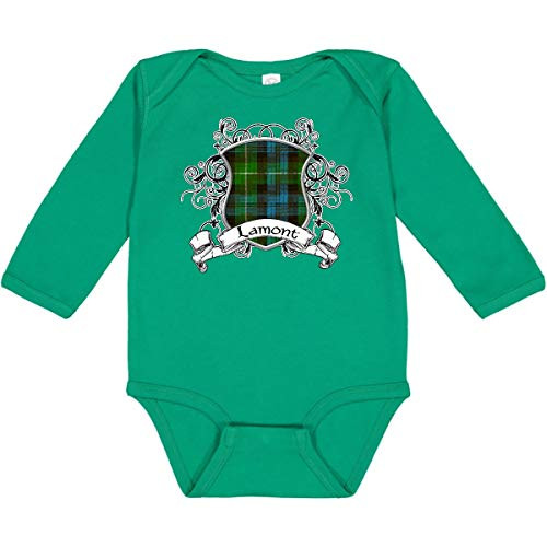inktastic Lamont Tartan Shield Long Sleeve Creeper 6 Months Kelly Green 23296