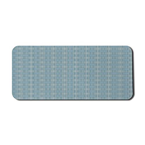 Ambesonne Geometric Computer Mouse Pad- Monochrome Plaid Pattern with Classic Houndstooth Squares Check Print- Rectangle Non-Slip Rubber Mousepad X-Large- 35" x 15" Gaming Size- Petrol Blue and White