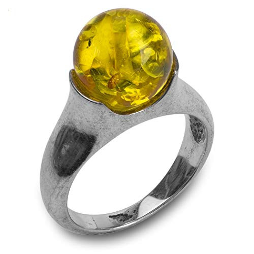 Ian and Valeri Co. Lemon Amber Sterling Silver Round Ring
