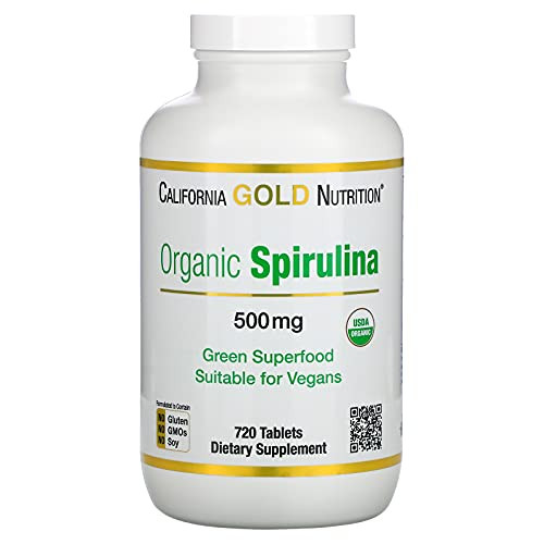 California Gold Nutrition Organic Spirulina- USDA Organic- 500 mg- 720 Tablets
