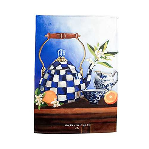 MacKenzie-Childs Royal Check Still Life Dish Towel - Tea Kettle