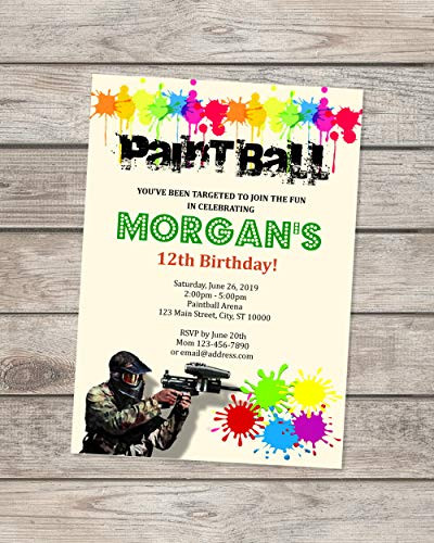 Paintball Birthday Party Invitation- Custom Paint Ball Theme Invitations- Paintball Party Invites- Paint Ball Invitation- Paint Ball Birthday Party Invitations- Paintball Invites