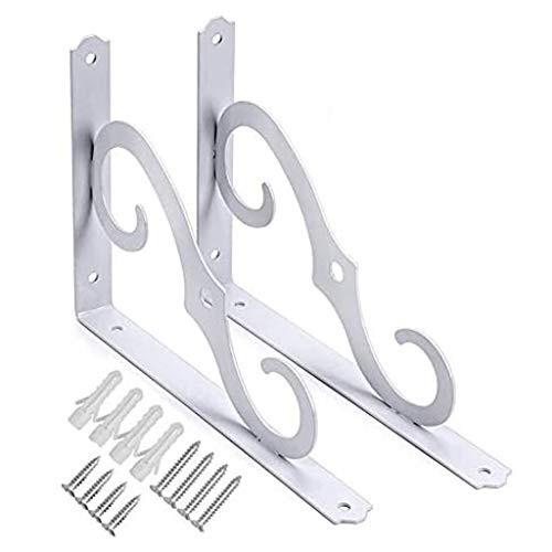 Dunk Shelf Brackets- Wall Mounted Decoration Metal Shelf Support Brackets- Triangle Shelf Brackets with Screws Fastener-Black-Bronze-White-