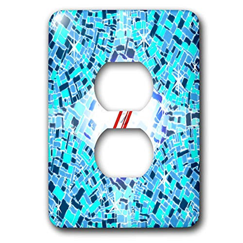 3dRose Russ Billington Monograms-Swimming Pool- Initial Z - Initial Z- Swimming Pool Reflections with Pool Float Initial in Red - 2 plug outlet cover -lsp-300125-6-