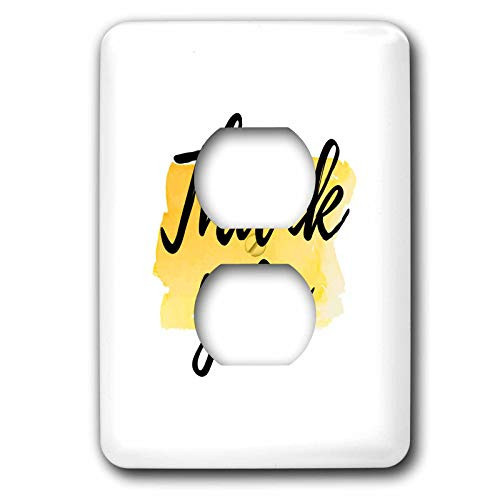 3dRose Stamp City - typography - Black cursive Thank you on yellow paint splash on white background. - 2 plug outlet cover -lsp-324899-6- 3dRose Stamp City - typography - Black cursive Thank you on yellow paint splash on white background. - 2 plug outlet cover -lsp-324899-6-