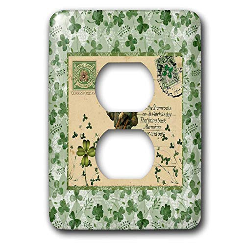 3dRose Image of Cat in Top Hat with Ladder- Shamrock- Postcard. - Light Switch Covers -lsp-336164-6- 3dRose Image of Cat in Top Hat with Ladder- Shamrock- Postcard. - Light Switch Covers -lsp-336164-6-