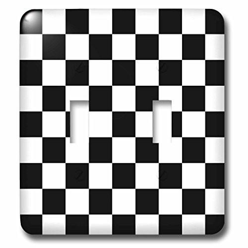 3dRose InspirationzStore patterns - Check black and white pattern - checkered checked squares chess checkerboard or racing car race flag - double toggle switch -lsp-154527-2-