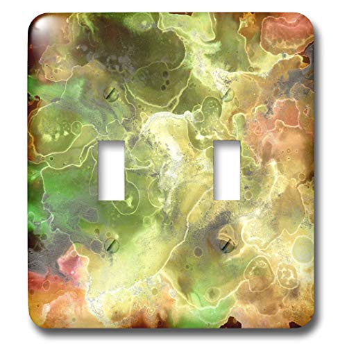 3dRose lens Art by Florene - Digital Painting - Image of Yellow Green And Coral Pools Of Abstract Color - double toggle switch -lsp-300682-2-