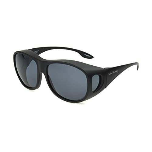 Dioptics Solar Shield-Elm Polarized Square Fits Over Sunglasses- Black- 54 mm