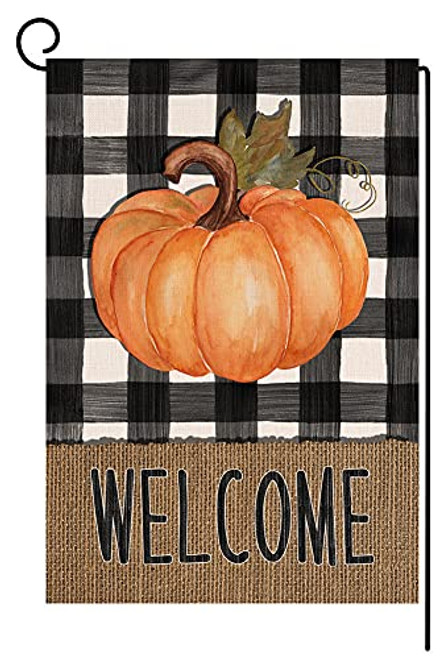 BLKWHT Welcome Fall Pumpkin Garden Flag Vertical Double Sided Thanksgiving Autumn Orange Buffalo Check Burlap Yard Outdoor Decor 12.5 x 18 Inches BW010 BLKWHT Welcome Fall Pumpkin Garden Flag Vertical Double Sided Thanksgiving Autumn Orange Buffalo Check Burlap Yard Outdoor Decor 12.5 x 18 Inches BW010