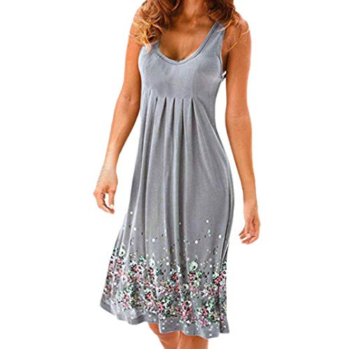 Toimothcn Women Plus Size Tank Dress Summer Sleeveless Beach Sundress Evening Party Floral Dress-Gray-XXXL- Toimothcn Women Plus Size Tank Dress Summer Sleeveless Beach Sundress Evening Party Floral Dress-Gray-XXXL-