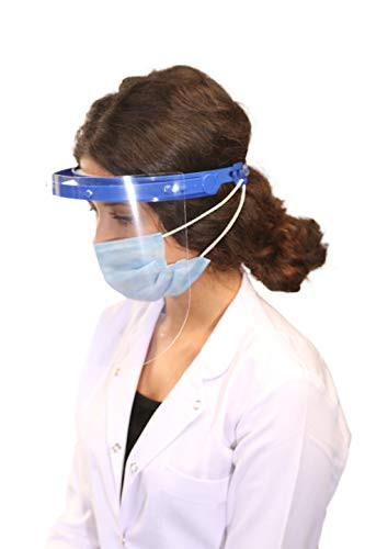 Face Shield-Plastic Face Shield-Reusable Face Shields-Full Face Protection-Clear Face Mask-Full Face Protection with Anti-Fog-Full Face Shield With Sponge -1- BLUE-