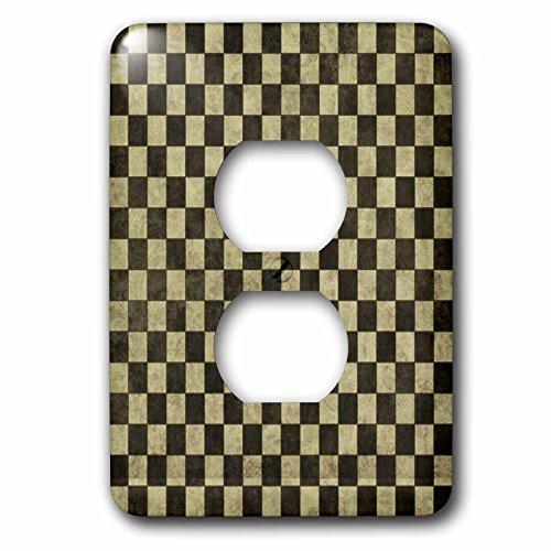3dRose lsp-210945-6"Black And Gray Checkerboard Pattern 2 Plug Outlet Cover- Multicolor