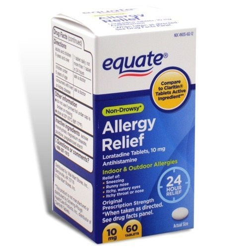 Equate Loratadine Tablets 10Mg Antihistamine Non-Drowsy 24 Hour Allergy Relief 60 Ea by Equate