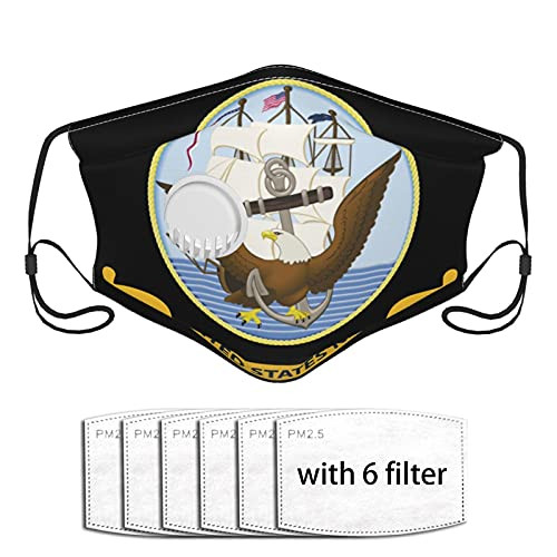 Flag of The United States Navy Mens Woman with Valve and Filter Mask Washable Reusable-10 Filters-