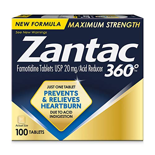Zantac 360 Maximum Strength Tablets- 100 Count- Heartburn Prevention and Relief- 20 mg Tablets- Multicolor