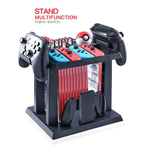 Storage Rack for Nintendo Switch Console Bundle, Storage Station Holder for Nintendo Switch Accessories and 2 Poke Ball Plus Controllers