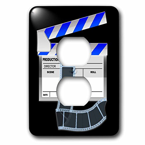3dRose lsp-101294-6 Blue and White Movie Clapboard - 2 Plug Outlet Cover- Multicolored