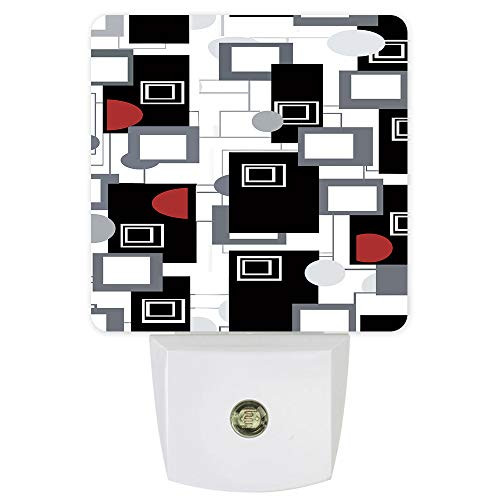 Geometrical Check Plug-in LED Night Lights Abstract Art Auto Dusk-to-Dawn Sensor for Bedroom- Bathroom- Kitchen- Nursery- Hallway- Stairs- Wall Home Decor