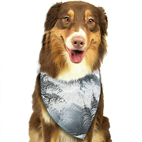 HUBGFEQ Dog Bandanas Paint Landscape Printed Pet Scarf Dog Collar Kerchief Bandana Triangle Dog Scarfs Polyester Scarf Adjustable Bibs