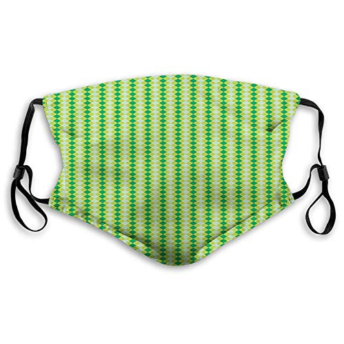 Activated Carbon Windproof mask- Monochrome Geometric Pattern with Diagonal Square Check-M-Facial decorations for Unisex