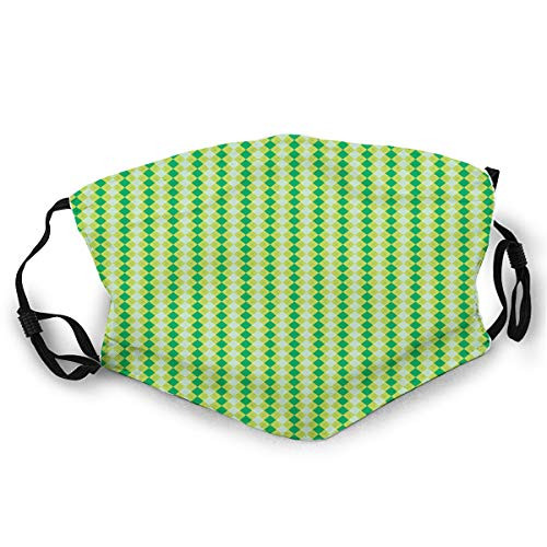 Anti-Dust Windproof Scraf Bandanas Adjustable- Monochrome Geometric Pattern with Diagonal Square Check S-