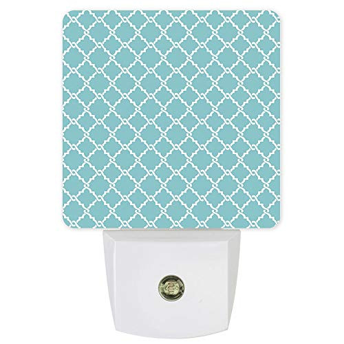 Geometric Check Pattern Plug-in LED Night Lights White Auto Dusk-to-Dawn Sensor for Bedroom- Bathroom- Kitchen- Nursery- Hallway- Stairs- Wall Home Decor