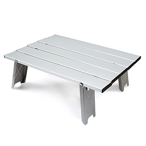 Compact Outdoor Mini Camping Folding Table- Ultralight Foldable Picnic Portable Aluminum Collapsible Table- Hiking- Picnic and Beach with Carrying Bag- -White-