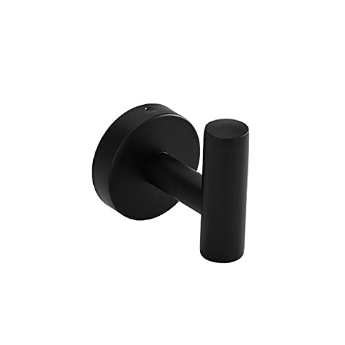 Bathroom Towel Hooks SUS 304 Stainless Steel Coat Hook Round Clothes Wall Mounted Towel Coat Robe Hook Cabinet Closet for Bath Kitchen Garage Hotel -Black-