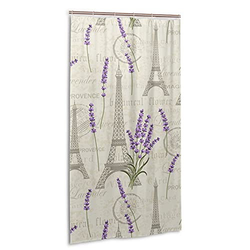 Jreergy Vintage Eiffel Towers Floral Pattern Shower Curtain 36 X 72 Inches-Waterproof Polyeste Shower Curtains for Bathroom Decor Funny Bath Curtains