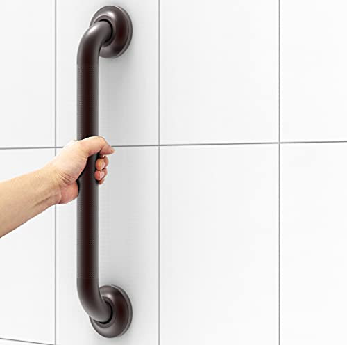 AmeriLuck 16 inches Safety Grab Bar with Knurled Anti-Skid Grip- ADA Compliant 500lbs Supporting- Stainless Steel- Oil Rubbed Bronze