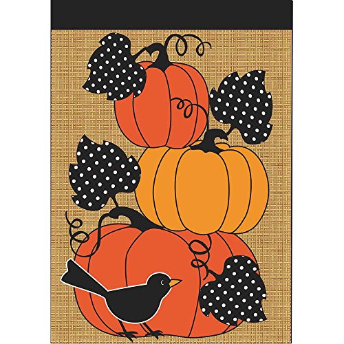 Magnolia Garden Rustic Burlap Polka Dot Pumpkin Pile 30 x 44 Harvest Rectangular Large House Flag