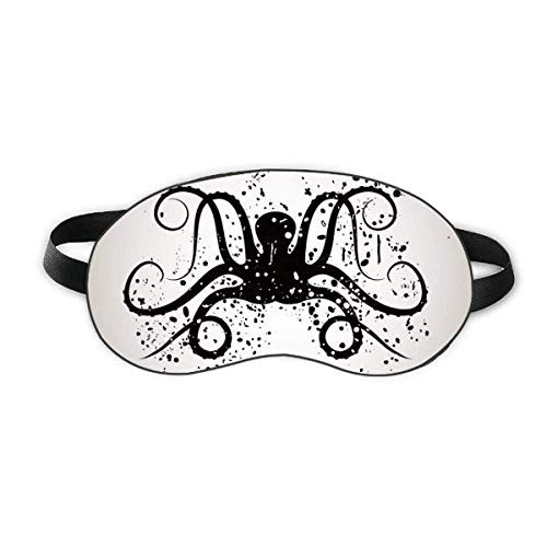Black Octopus Marine Life Illustration Sleep Eye Shield Soft Night Blindfold Shade Cover