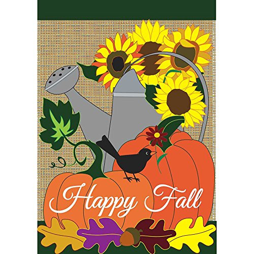 Magnolia Garden Happy Fall Harvest Bouquet Watering Can 30 x 44 Rectangular Large House Flag