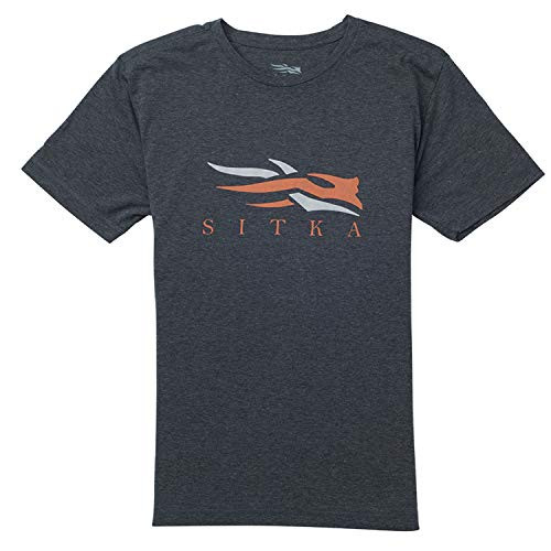 SITKA Logo Tee Short Sleeve Heather Black XX Large